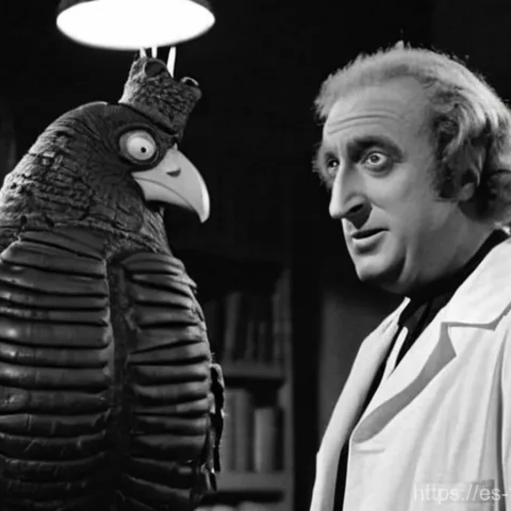 Mel Brooks 코미디 영화 감독과 배우 - **Prompt 1: "Young Frankenstein" Homage**
    A highly detailed, cinematic still in black and white,...