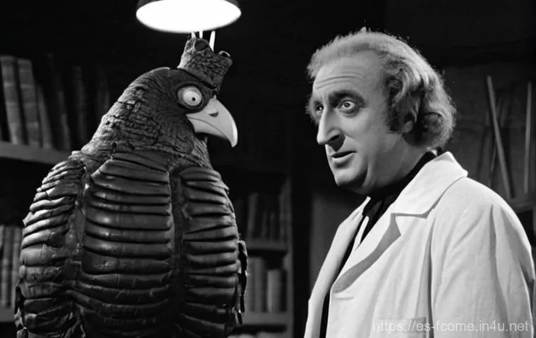 Mel Brooks 코미디 영화 감독과 배우 - **Prompt 1: "Young Frankenstein" Homage**
    A highly detailed, cinematic still in black and white,...