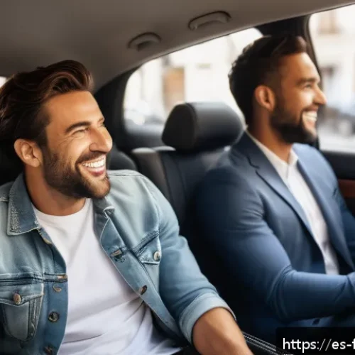 James Corden 카풀 카라오케와 유머 - A cozy car interior scene during daytime featuring a charismatic male host and a diverse group of ce...
